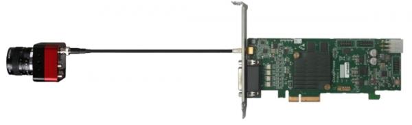Einzelne KY-FGPII-Topologie des Predator II CoaXPress Frame Grabbers, der das Board und 1x Kamera-Links zeigt.