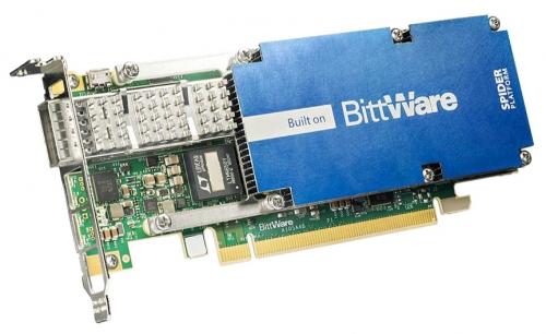 BittWare A10SA4 PCIe x8 card with Intel Arria 10 GX 1150 FPGA supporting 1150K logic elements, gen3 PCIe Hard IP block, and 1.3 TFLOPS floating point performance.
