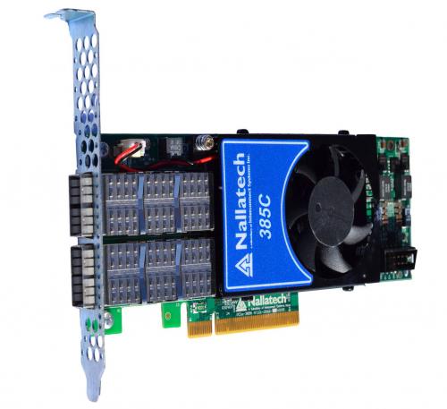 PCIe BittWare 385C with Altera Arria 10 GT1150 half-length FPGA accelerator board with dual 100 GbE internet ports, active cooling.